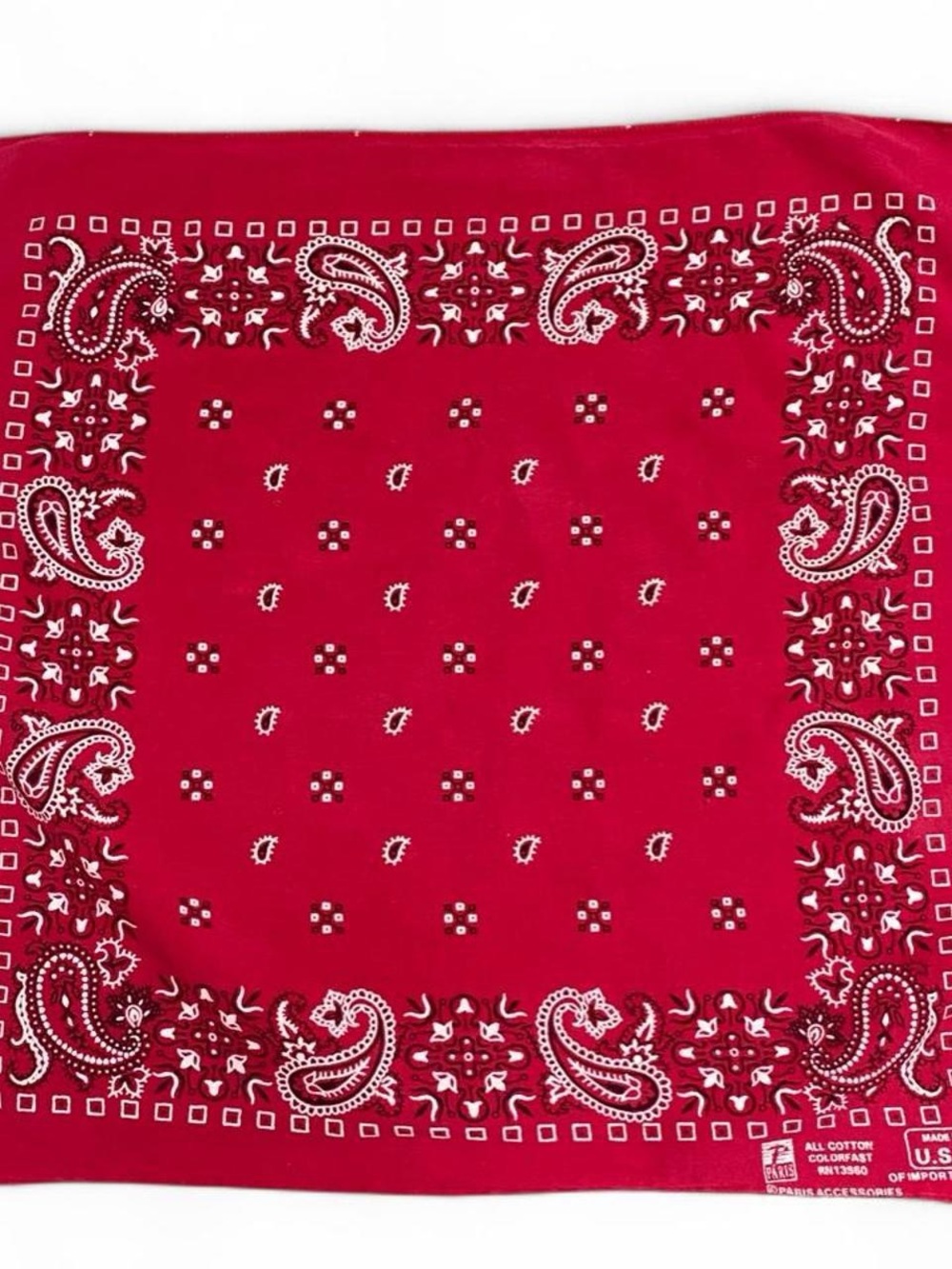 Vintage colour fast red paisley classic‎ bandana